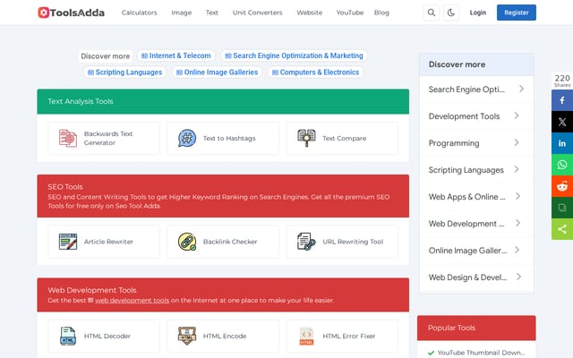 Screenshot of toolsadda.com
