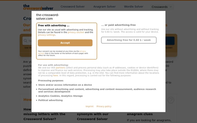 Screenshot of the-crossword-solver.com
