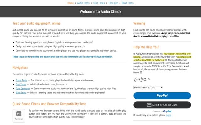 Screenshot of audiocheck.net