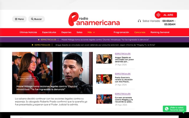 Screenshot of radiopanamericana.com