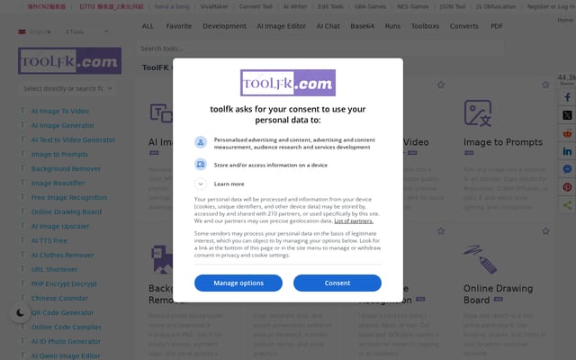 Screenshot of toolfk.com