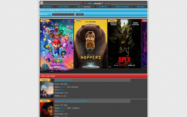 Screenshot of filmindirmobil.com