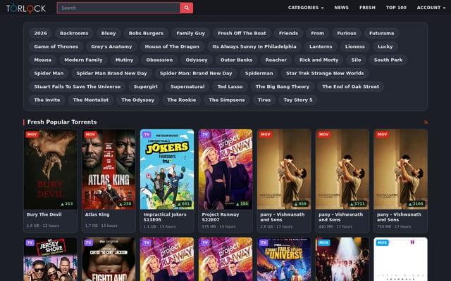 Screenshot of torlock2.com