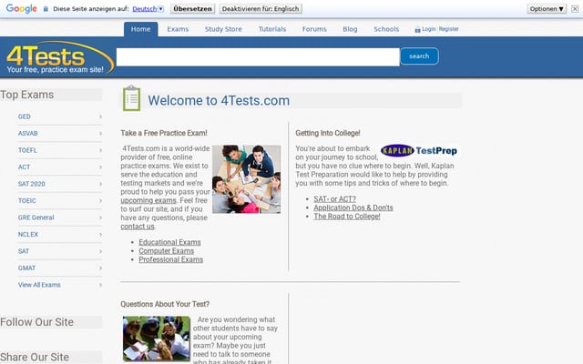 Screenshot of 4tests.com