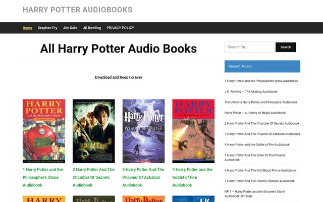 Screenshot of hpaudiobooks.club