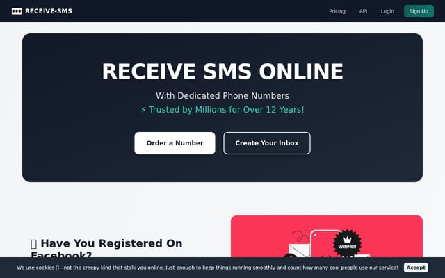 Screenshot of receive-sms.com