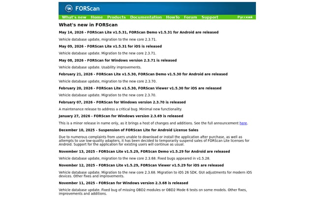 Screenshot of forscan.org