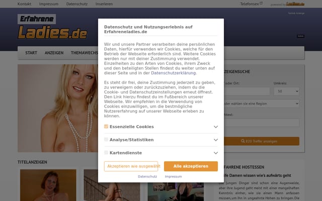 Screenshot of erfahreneladies.de