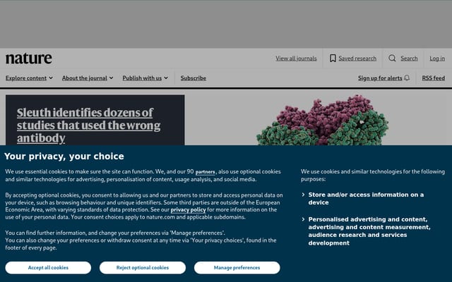 Screenshot of nature.com