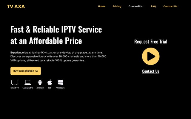 Screenshot of tvaxa.com