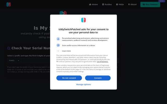 Screenshot of ismyswitchpatched.com