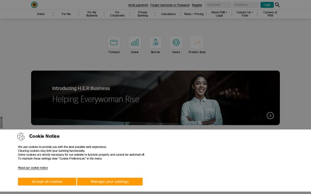 Screenshot of fnbnamibia.com.na