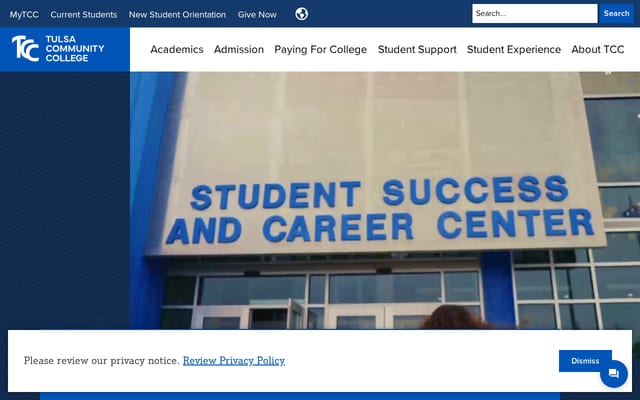 Screenshot of tulsacc.edu