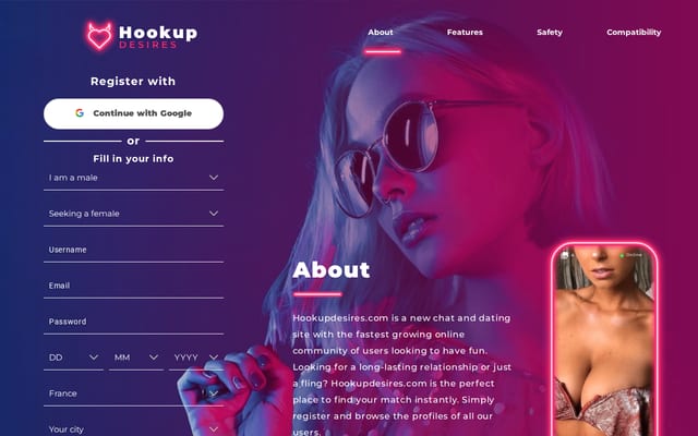 Screenshot of hookupdesires.com