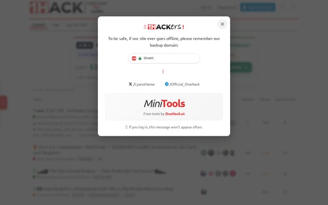 Screenshot of onehack.st