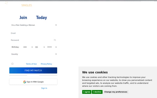 Screenshot of dream-singles.com