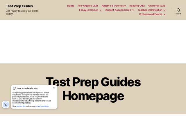 Screenshot of test-prep-guides.com