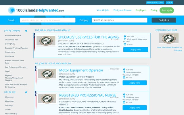 Screenshot of 1000islandshelpwanted.com