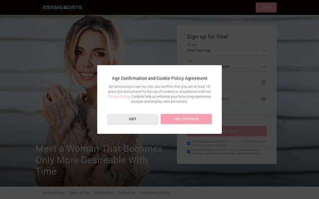 Screenshot of askme4date.com