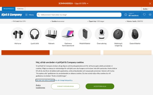 Screenshot of kjell.com