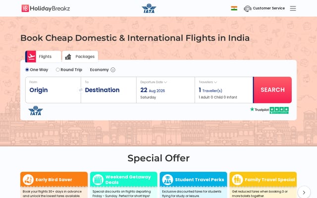 Screenshot of holidaybreakz.co.in