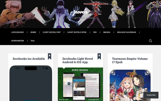 Screenshot of jnovels.com