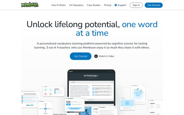 Screenshot of membean.com