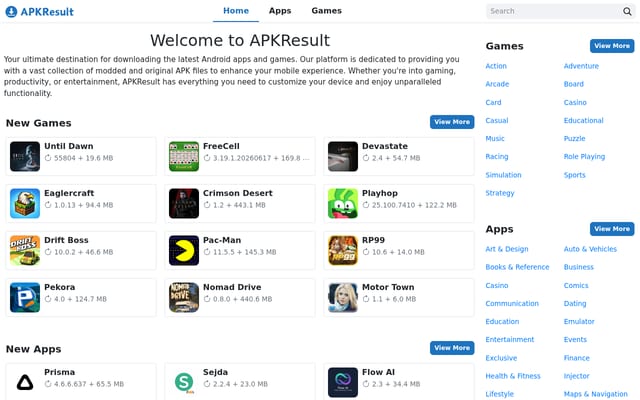 Screenshot of apkresult.io
