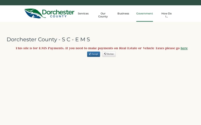 Screenshot of dorchestercountytaxesonline.com