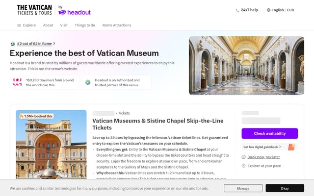 Screenshot of thevaticantickets.com