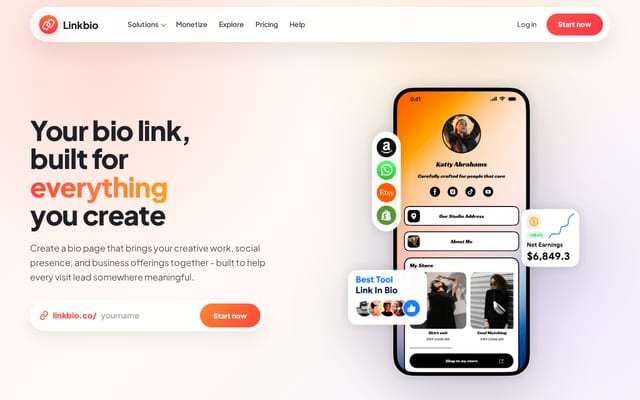 Screenshot of linkbio.co