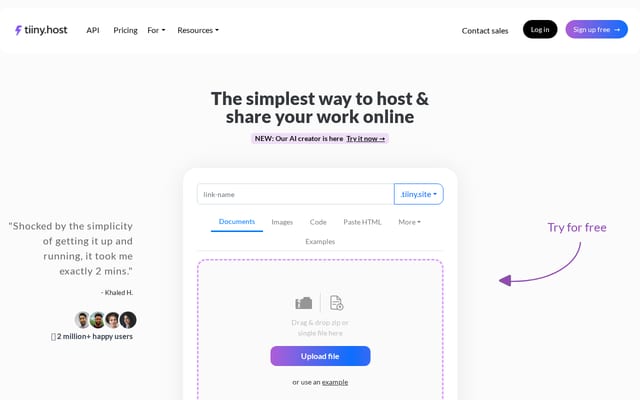 Screenshot of tiiny.site