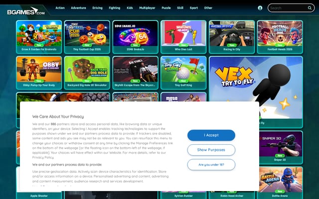 Screenshot of bgames.com