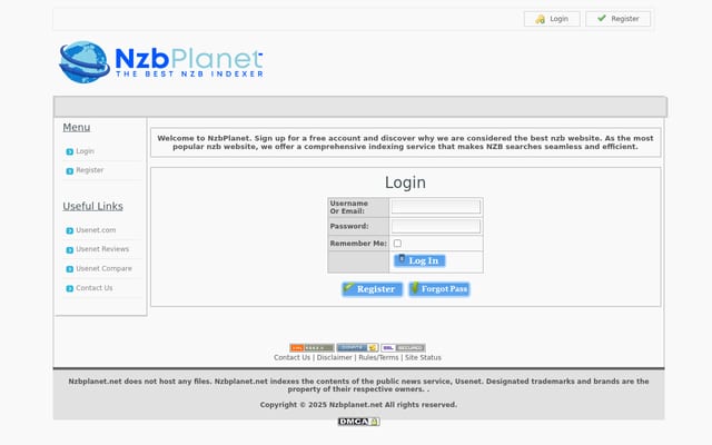 Screenshot of nzbplanet.net