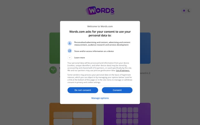 Screenshot of words.com