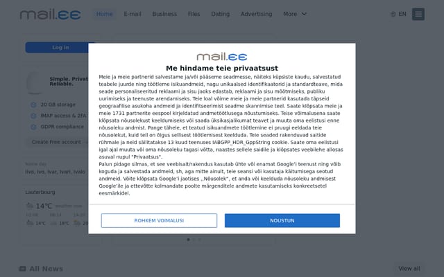 Screenshot of mail.ee