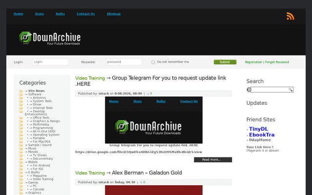 Screenshot of downarchive.org