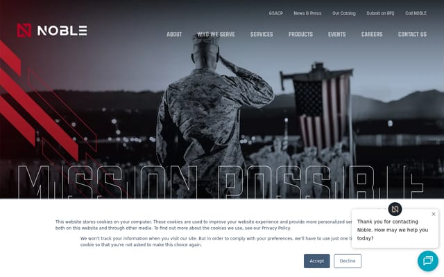 Screenshot of noble.com
