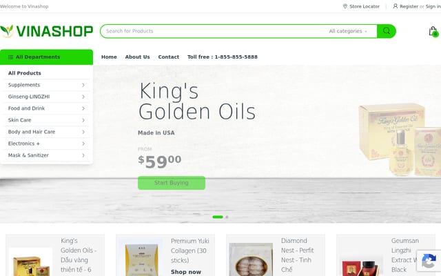 Screenshot of vinashoptv.com
