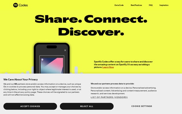 Screenshot of spotifycodes.com