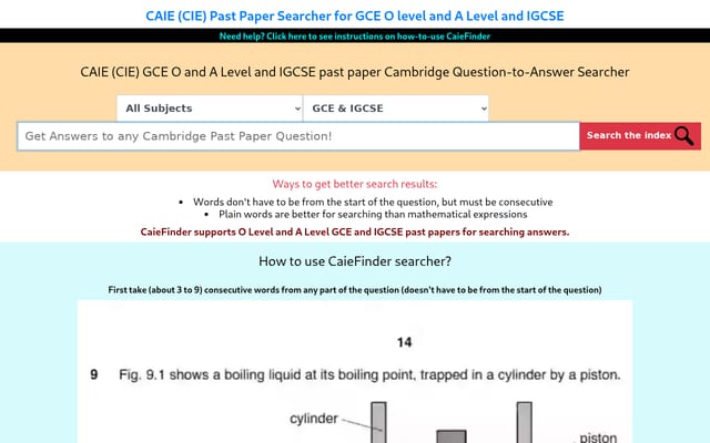 Screenshot of caiefinder.com