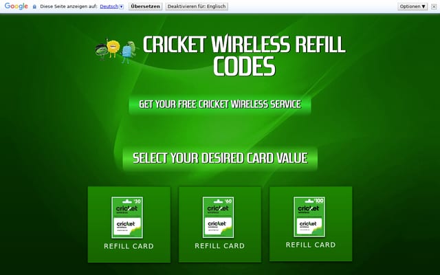 Screenshot of cricketcodes.com