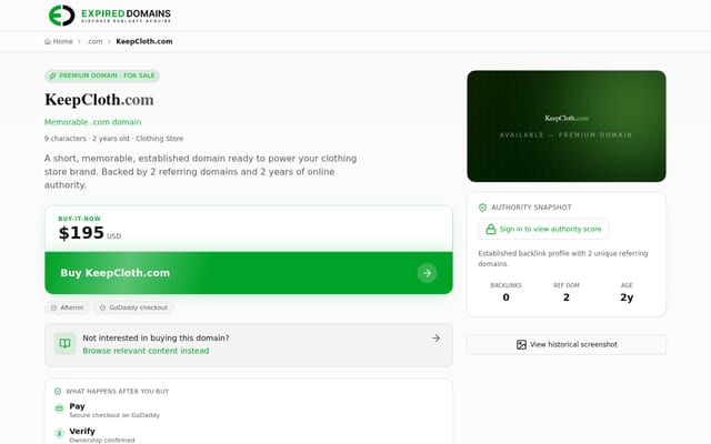 Screenshot of keepcloth.com