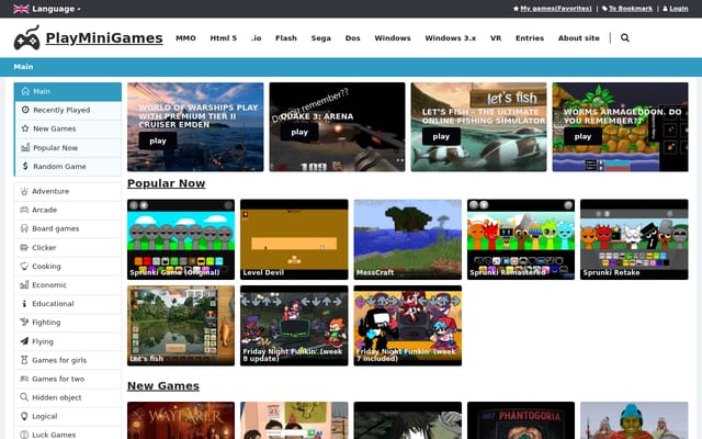 Screenshot of playminigames.net