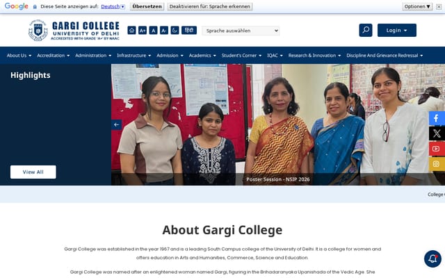 Screenshot of gargicollege.in