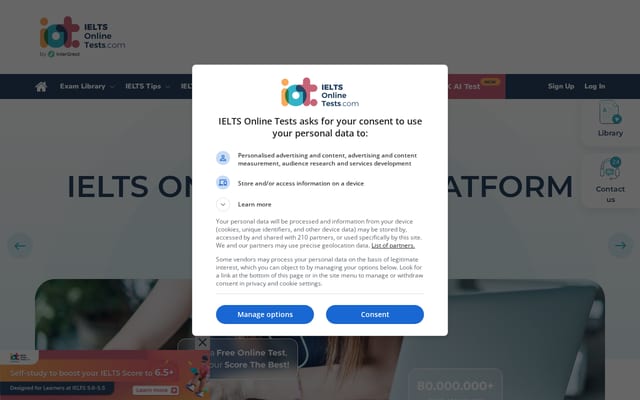 Screenshot of ieltsonlinetests.com
