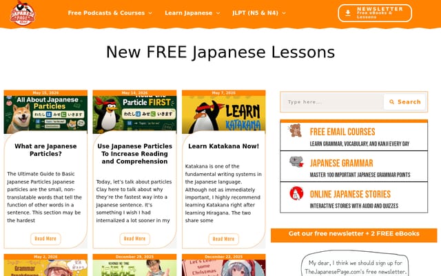 Screenshot of thejapanesepage.com
