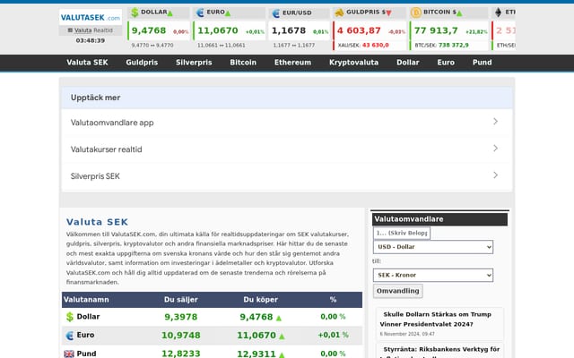 Screenshot of valutasek.com