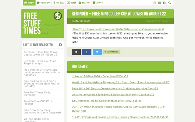 Screenshot of freestufftimes.com