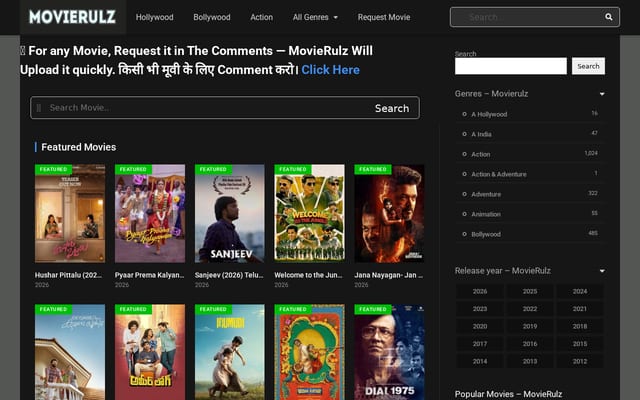 Screenshot of movierulz8.com